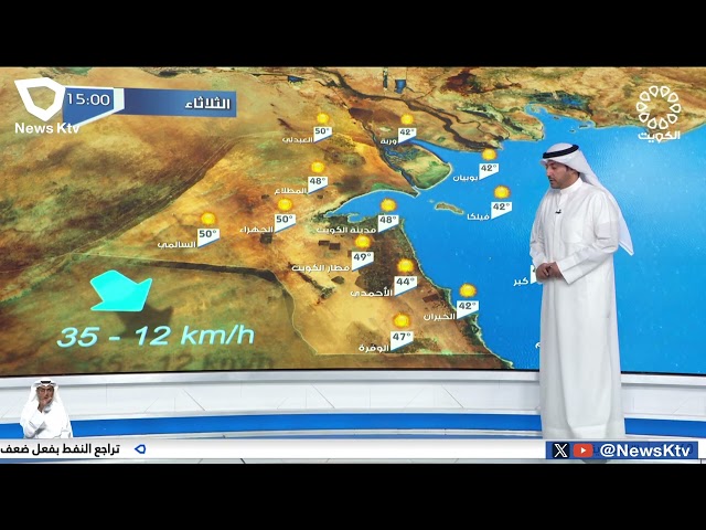 طقس حار والرياح متقلبة الاتجاه خفيفة السرعة