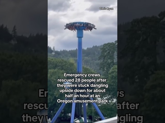 ⁣28 people rescued from Oregon amusement park ride after hanging upside down #shorts