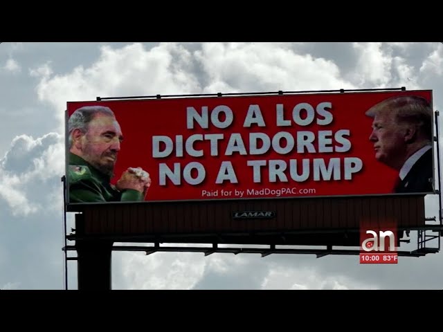 ⁣Demócratas colocan valla en el Palmetto que compara a Trump con Fidel Castro