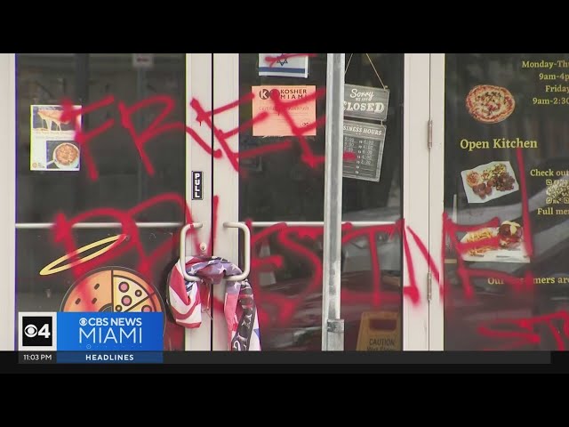 ⁣Miami police search for clues in vandalism of Miami bagel shop