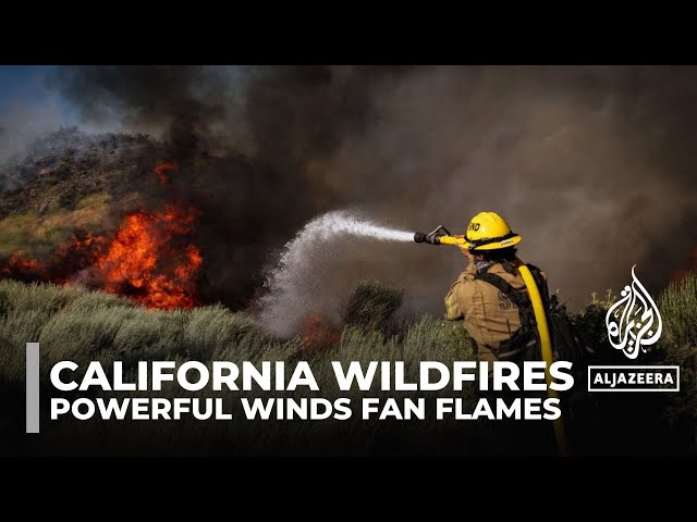 ⁣Wildfires spread across California as strong winds fan flames, forcing evacuations