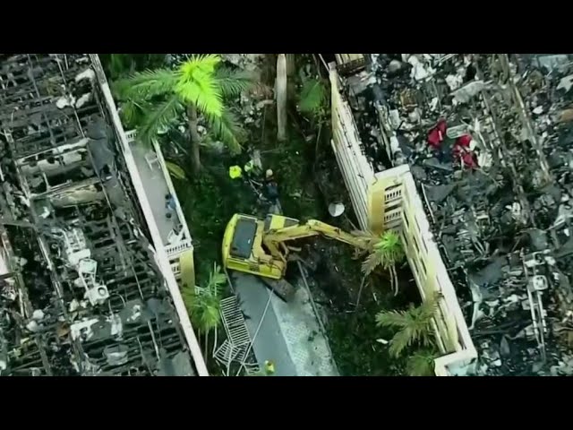 ⁣Demolition underway of Miami apartment building that was set on fire last week