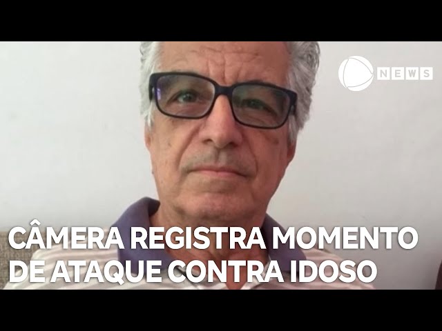 Câmera registra momento em que idoso leva 'voadora'