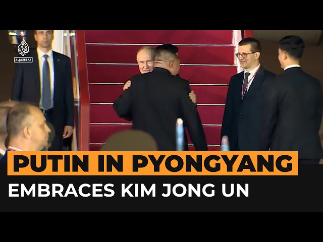 ⁣Putin, Kim Jong Un embrace at beginning of visit in North Korea | AJ #Shorts