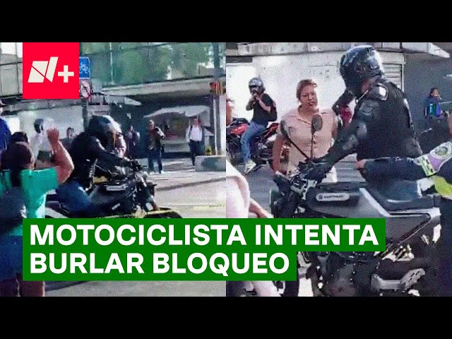 Feministas acorralan a motociclista que rompió cerco de una manifestación - N+