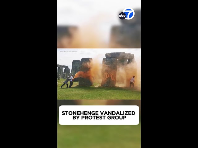 ⁣Britain's Stonehenge vandalized with 'orange powder' by protesters