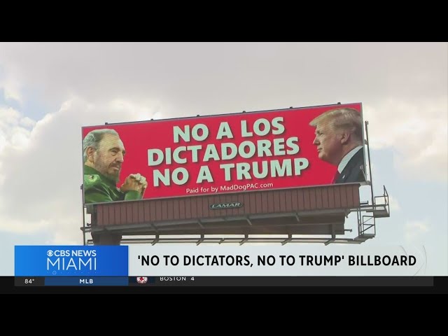 ⁣"No to dictators, no to Trump" billboard emerges on Miami expressway