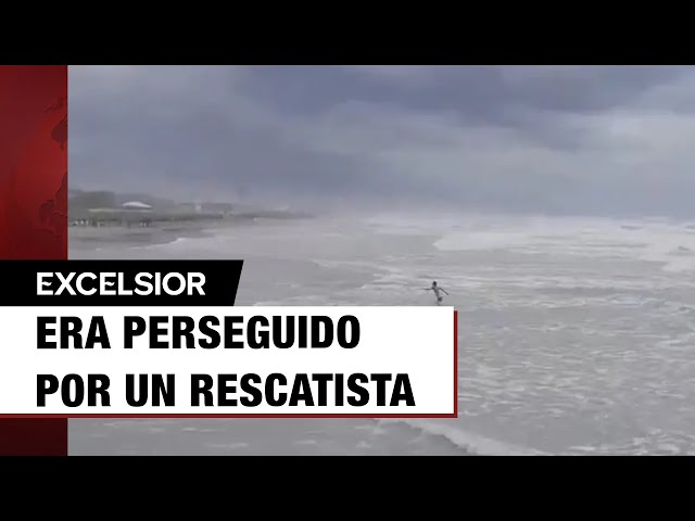 Hombre se mete a nadar a playa de Tampico, pese a alerta por 'Alberto'