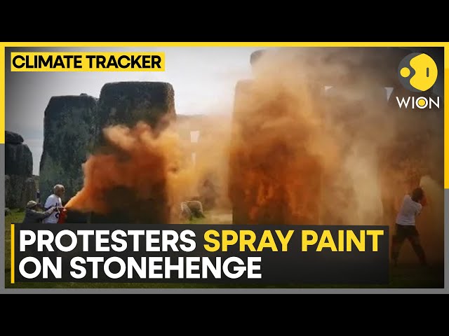 ⁣Climate protesters arrested for spraying orange paint on Stonehenge | WION Climate Tracker