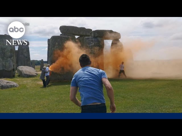 ⁣Climate activists vandalize Stonehenge