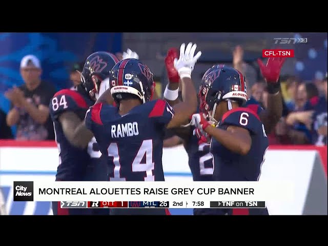 ⁣Alouettes unveiled Grey Cup banner at 2024 home opener