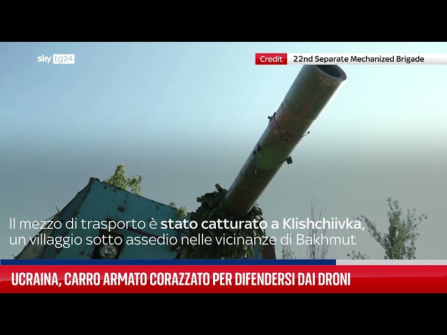 ⁣Ucraina, carro armato corazzato per difendersi dai droni
