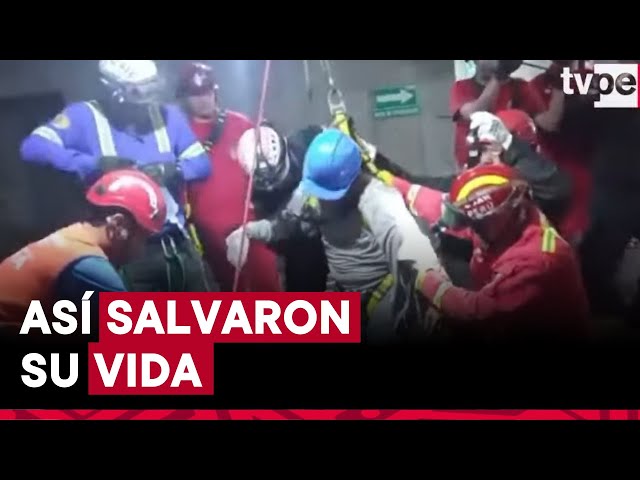 ⁣San Borja: bomberos lograron rescatar con vida a trabajador atrapado en obra de construcción