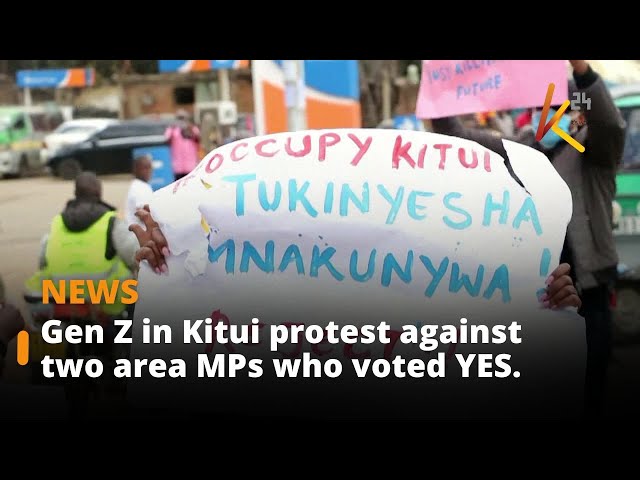⁣Gen Z in Kitui protest against two area MPs who voted YES.