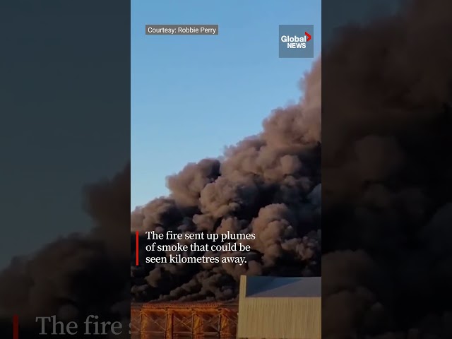 ⁣Massive fire destroys old, unused rail bridge in BC