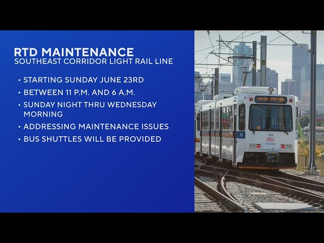 ⁣RTD track maintenance for E and R lines starting Sunday in Denver
