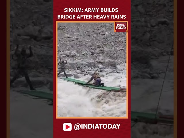 ⁣Indian Army Builds 150-Ft Bridge To Reconnect Border Villages In North Sikkim #shorts