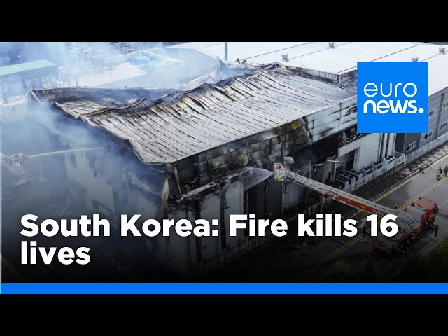 ⁣Deadly fire at South Korean lithium battery factory claims at least 16 lives | euronews 