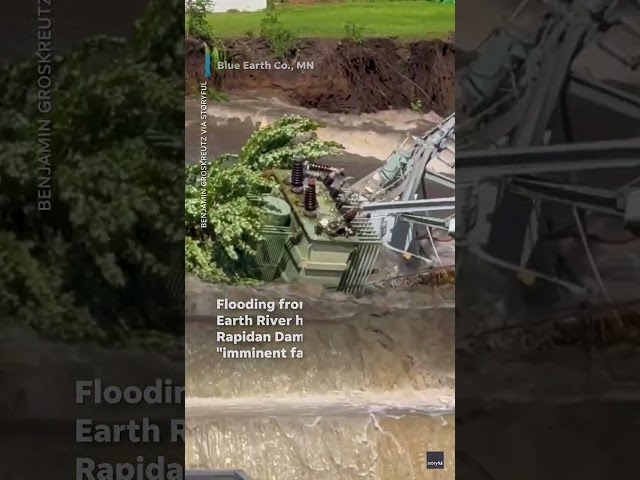 ⁣Flooding collapses bridge and threatens 'imminent failure' of dam #Shorts
