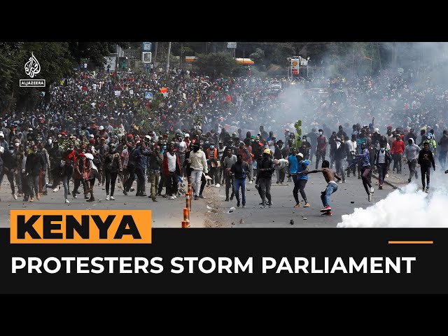 ⁣Protesters storm parliament building in Nairobi #AJshorts
