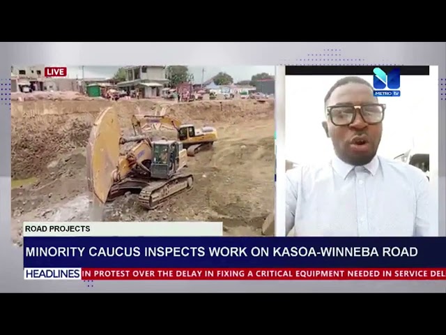 ⁣Minority caucus inspects work on Kasoa -Winneba road