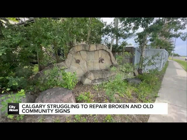 ⁣Calgary struggling to repair broken and old community signs