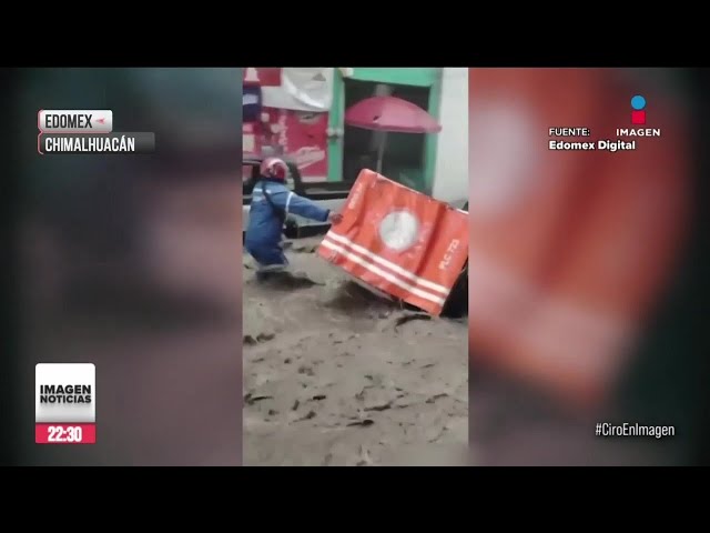 ⁣Lluvias dejan severas inundaciones en Chimalhuacán, Edomex