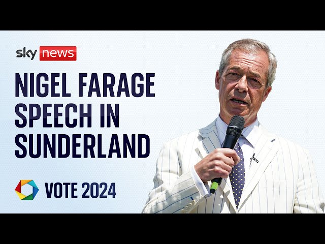 ⁣Watch live: Nigel Farage speaks in Houghton-le-Spring