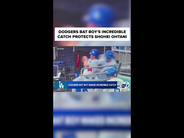 ⁣Dodgers bat boy's incredible catch protects Shohei Ohtani