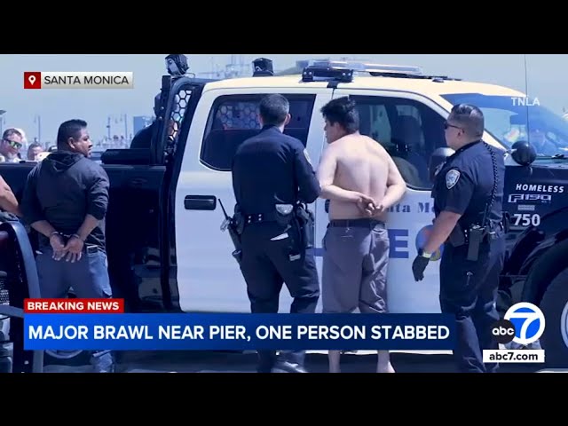 ⁣At least 1 person stabbed when large brawl breaks out near Santa Monica Pier; 5 arrested