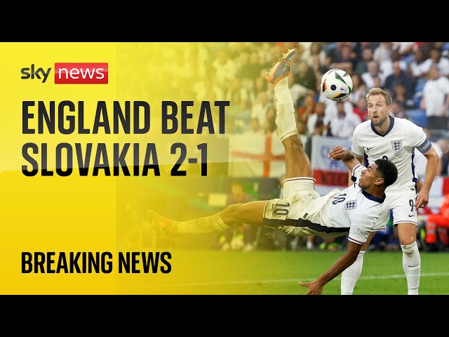 ⁣England beat Slovakia 2-1 to reach Euros quarter-final