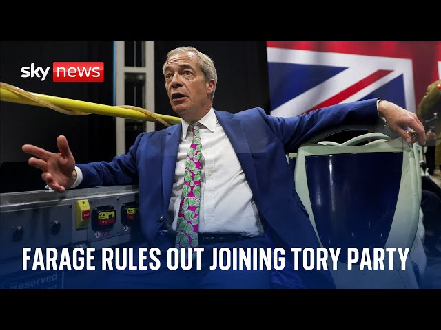 ⁣Nigel Farage rules out joining Conservatives and says he wants nothing to do with them