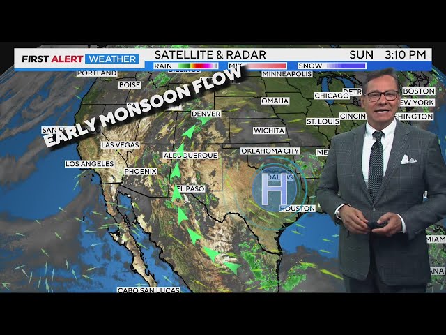 ⁣Monsoonal moisture shows up for the end of June