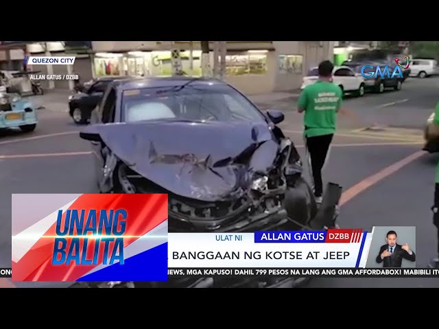 ⁣4, sugatan sa banggaan ng kotse at jeep | Unang Balita