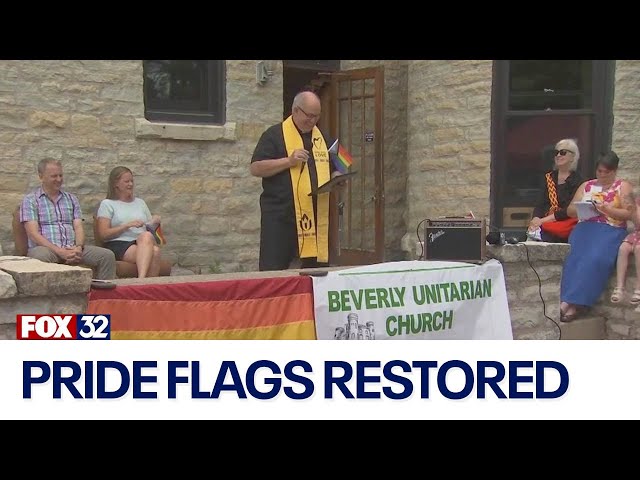 ⁣Far South Side church rededicates Pride flags after they were vandalized