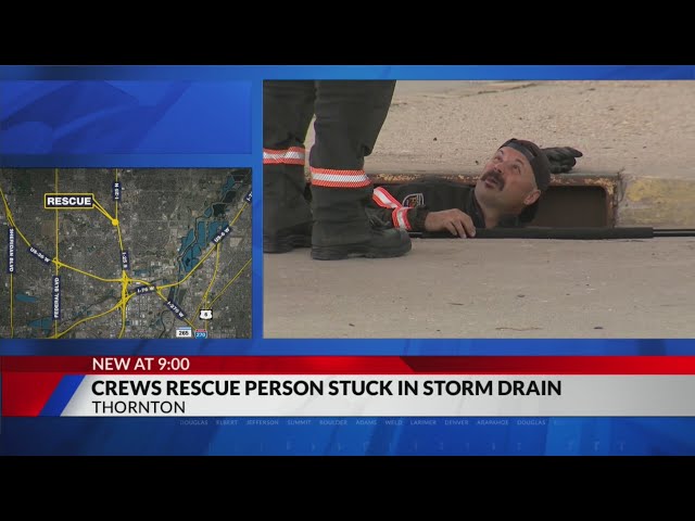 ⁣Thornton FD: Crews rescue person stuck in storm drain