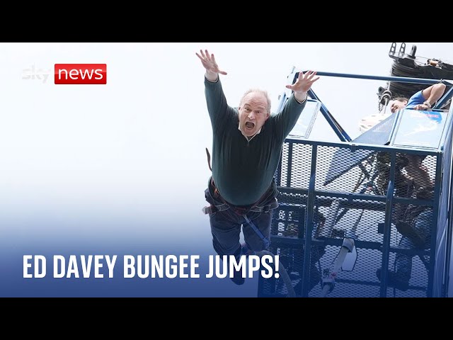 ⁣Lib Dem leader Ed Davey bungee jumps as polling day approaches | Election 2024
