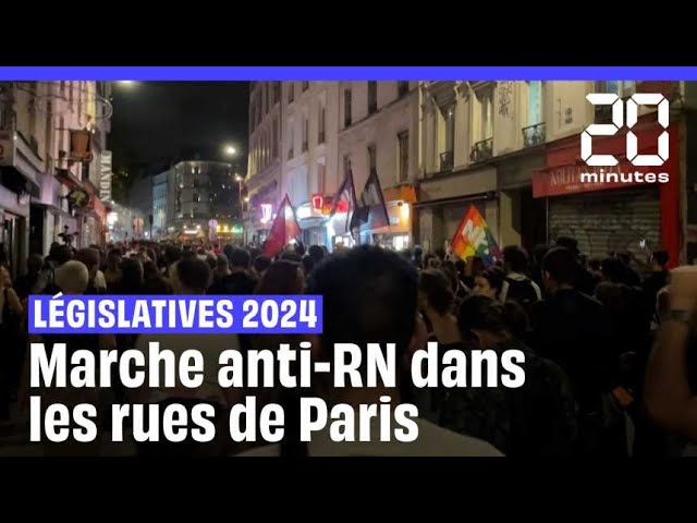 ⁣Résultats législatives 2024 : Marche spontanée contre l'extrême droite dans les rues de Paris