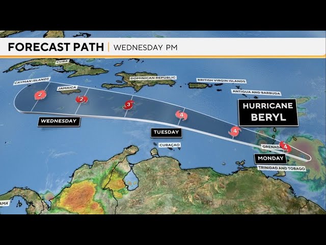 ⁣Hurricane Beryl an "extremely dangerous" storm with Caribbean in its sights