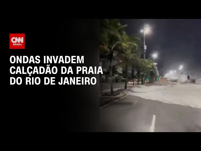 ⁣Ondas invadem calçadão da praia do Rio de Janeiro | CNN NOVO DIA