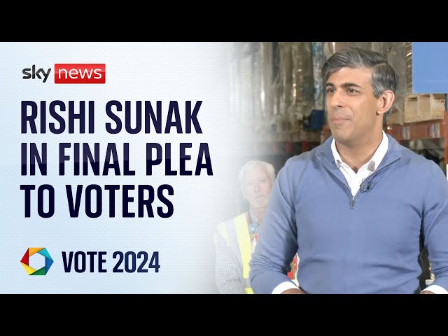 ⁣Rishi Sunak warns about Labour 'super majority' ahead of polling day | Election 2024