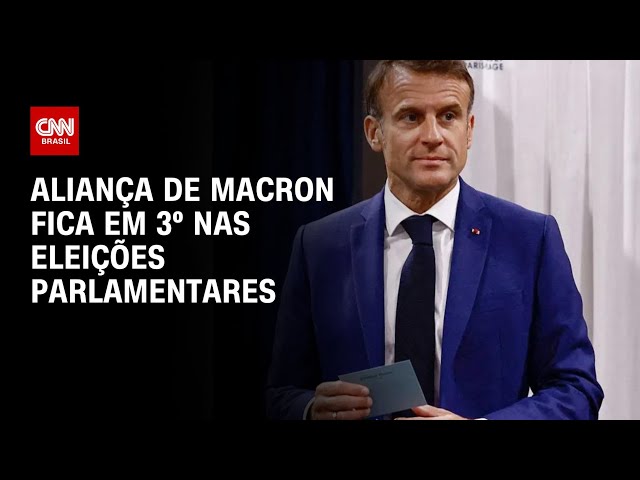 ⁣Aliança de Macron fica em 3º nas eleições parlamentares | CNN NOVO DIA