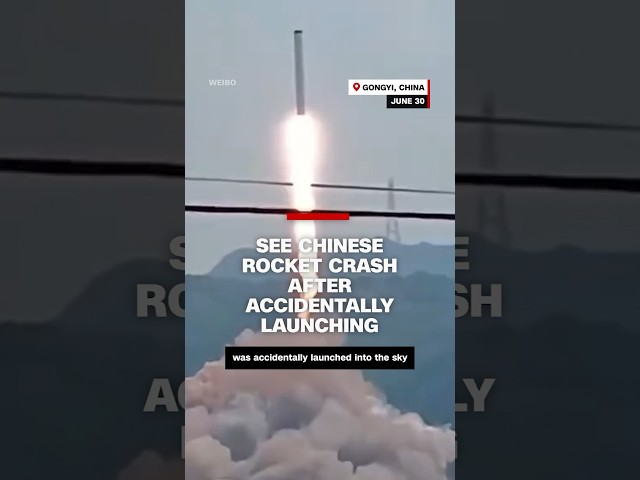 ⁣Chinese rocket crashes after accidentally launching