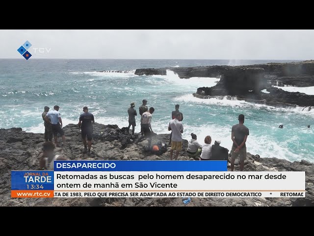 ⁣Retomadas as buscas pelo homem desaparecido no mar desde ontem de manhã em São Vicente