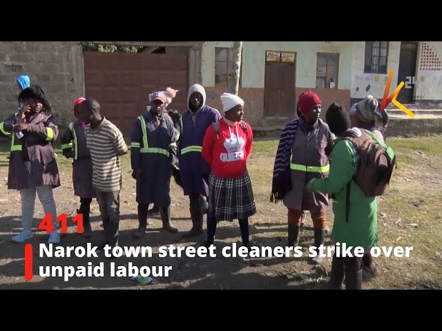 ⁣Narok Town Street Cleaners strike over pay