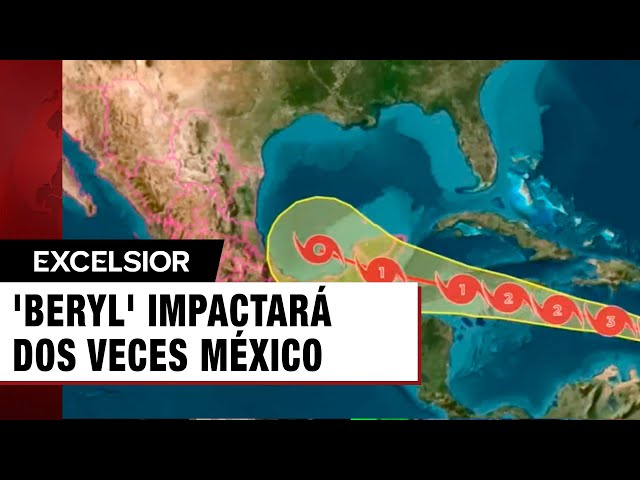 ⁣Huracán 'Beryl' impactará dos veces México; en estos puntos tocará tierra