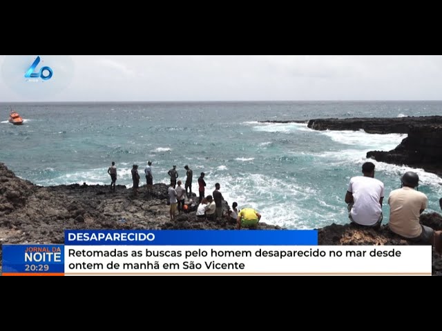 ⁣Retomadas as buscas  pelo homem desaparecido no mar desde ontem de manhã em São Vicente