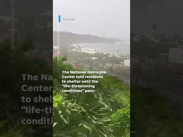⁣Category 4 Hurricane Beryl makes landfall with powerful storm surge, 150 mph winds #Shorts