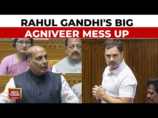 ⁣Big Agniveer Row In Parliament: Rajnath Singh Slams Rahul Gandhi, Says Rahul Is Misleading People
