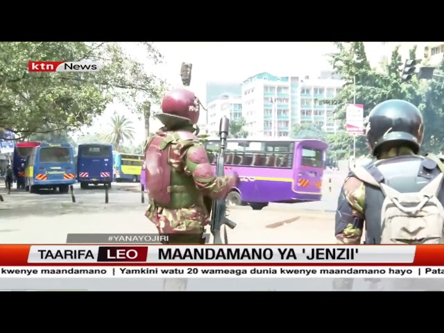 ⁣Maafisa wa polisi washika doria eneo la CBD Nairobi